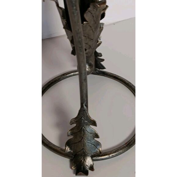 Amphora Vase Hand Blown Caged Green Glass Metal Leaves Stand 14.5" - Picture 5 of 16